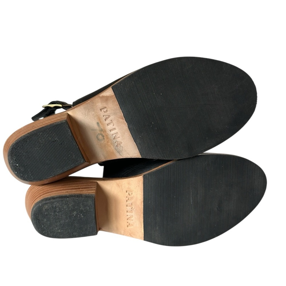 Patina Portland Leather Co. Black Leather Sling Back Sandals Size 8.5 - Picture 11 of 13
